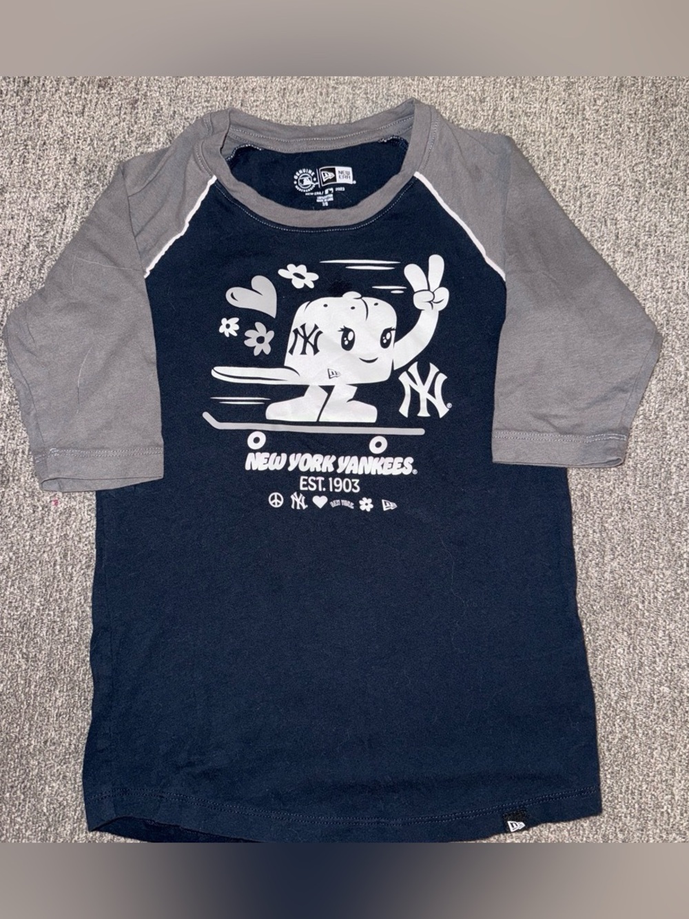 New Era Navy & Gray New York Yankees Raglan Long Sleeve Tee